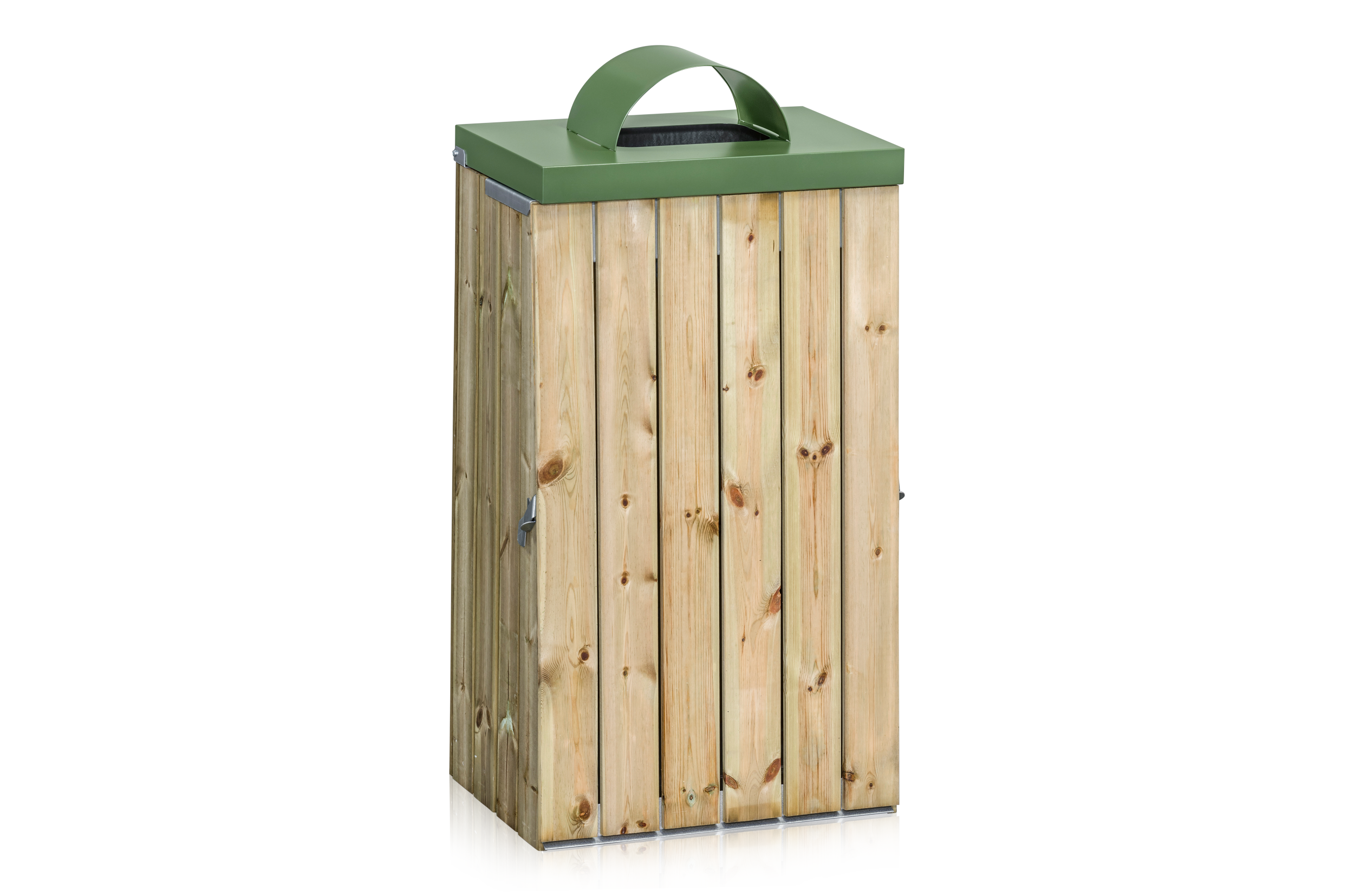 Müllsackhalter 125 l Holzlattenverkleidung mit Einwurfloch