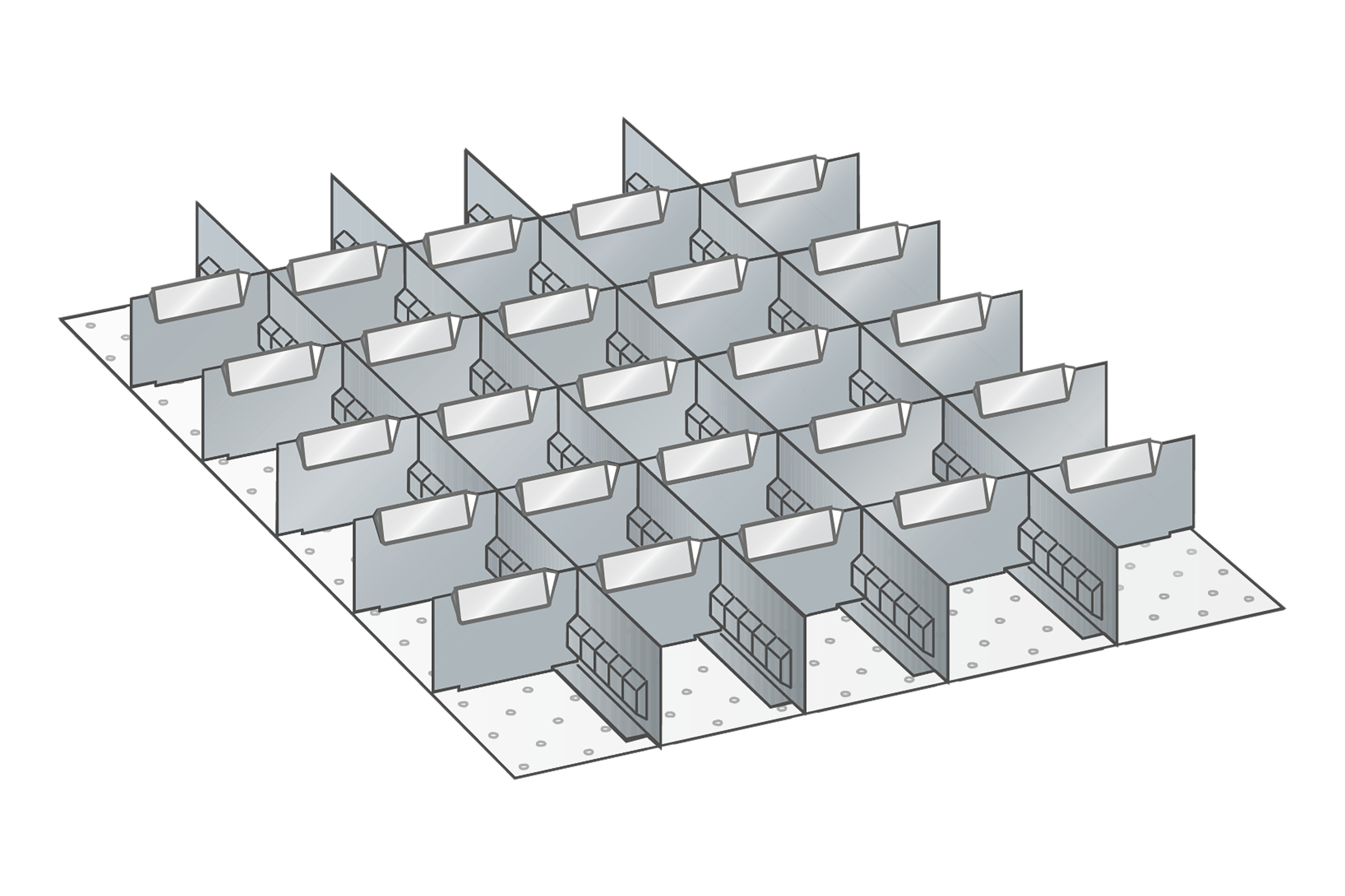 Lådinredning metall 103, 27x36, H=50mm