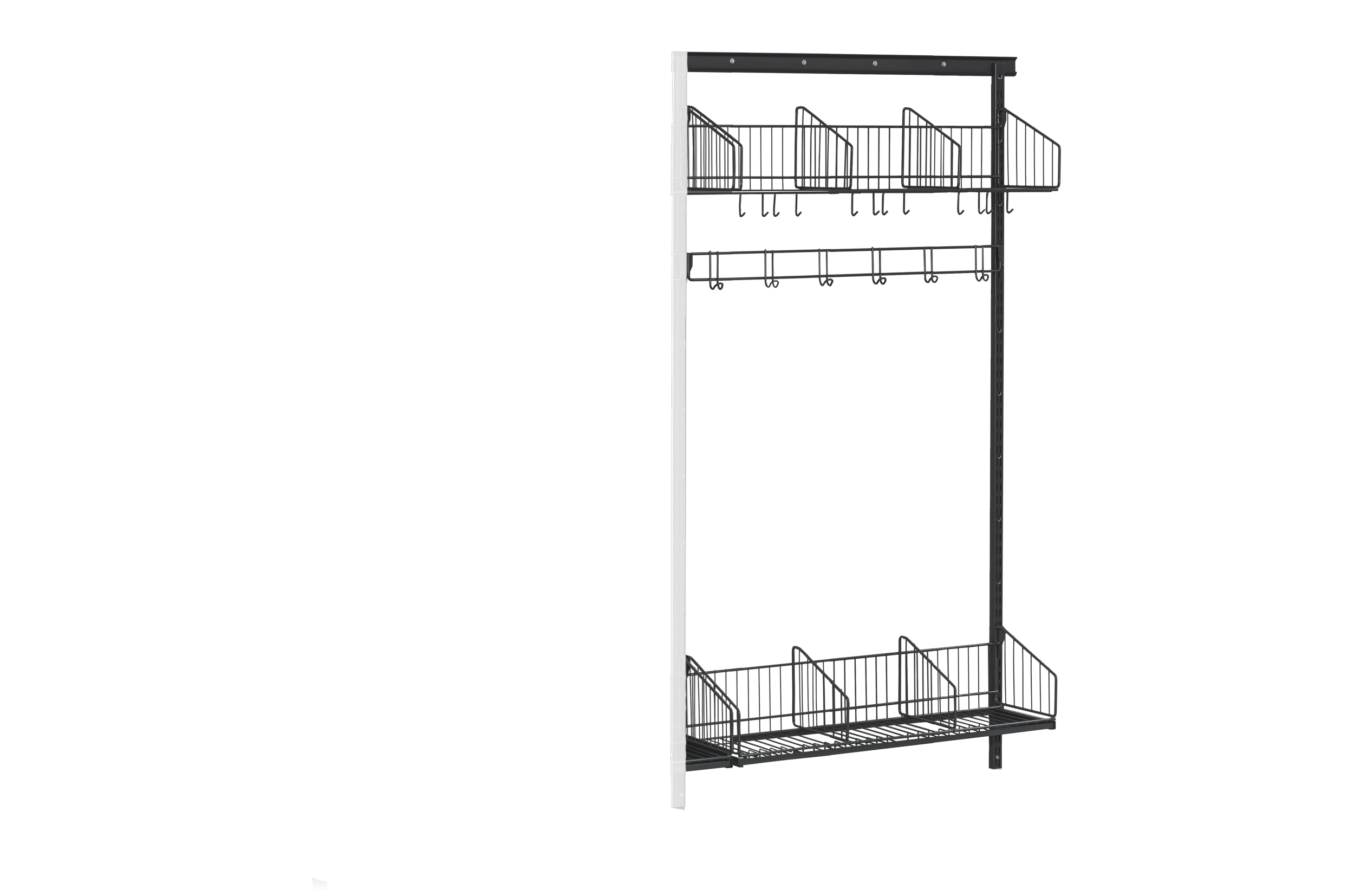 Shoe and Hat Shelf with Hook Strip Wall Extension Grey