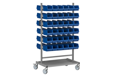 Complete Assembly Trolley 150 1 including 72 Plastic Bins