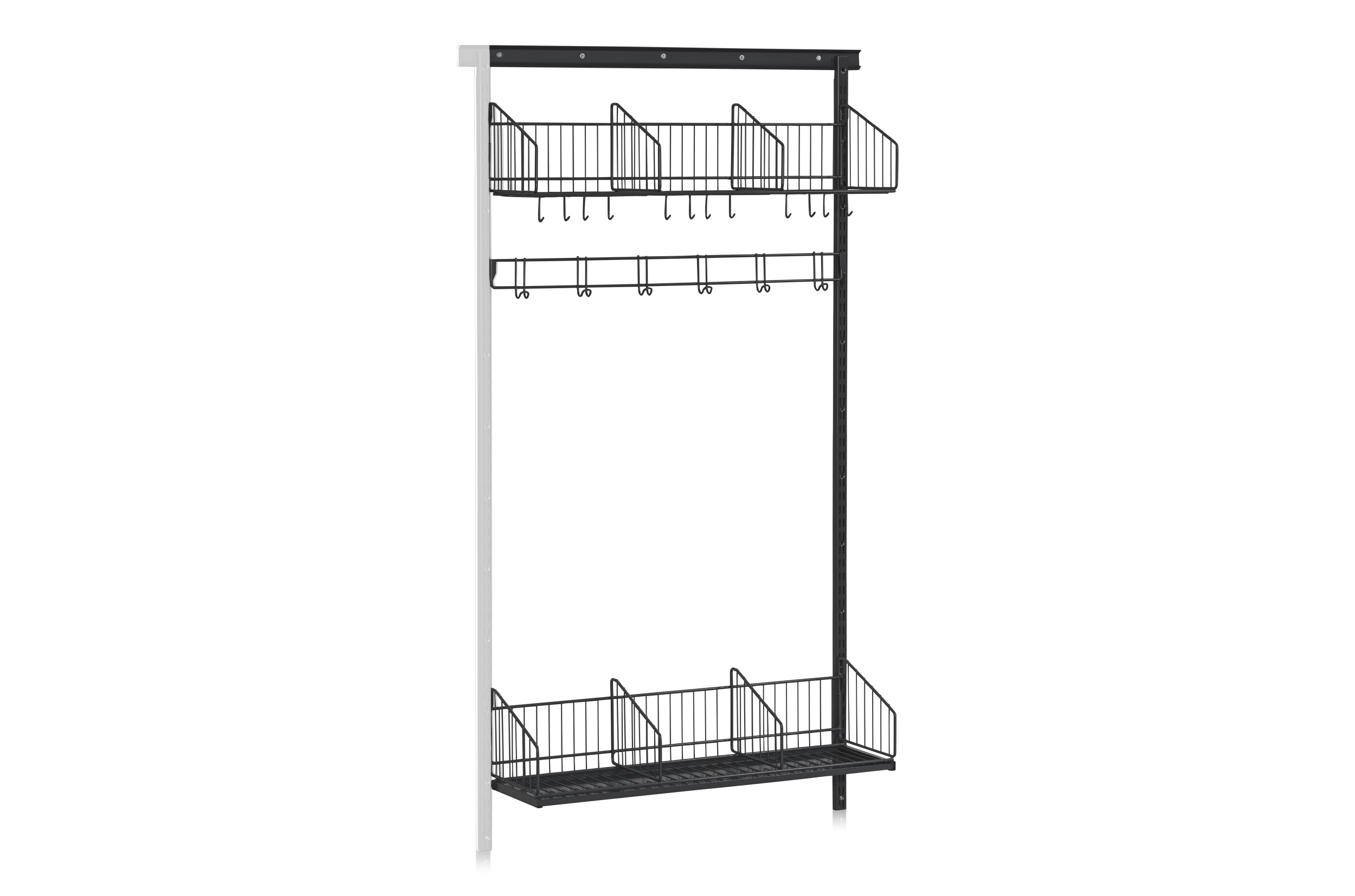 Shoe and Hat Shelf with Hook Strip Wall Extension Black