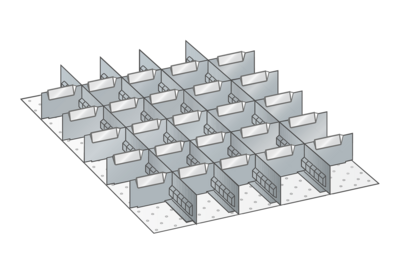 Lådinredning metall 111, 27x36, H=100/125mm