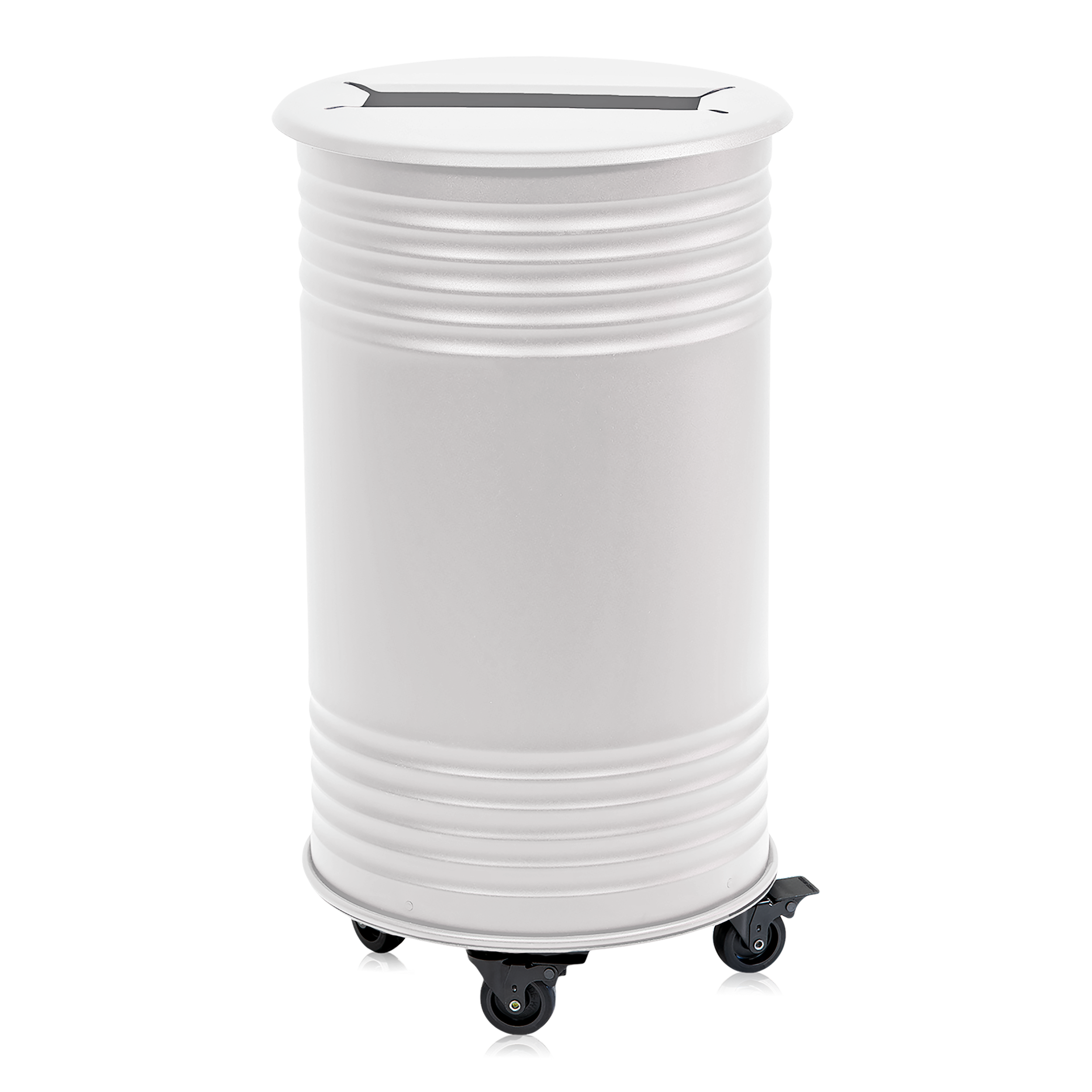 Waste Bin Tin, Paper, Wheels, White