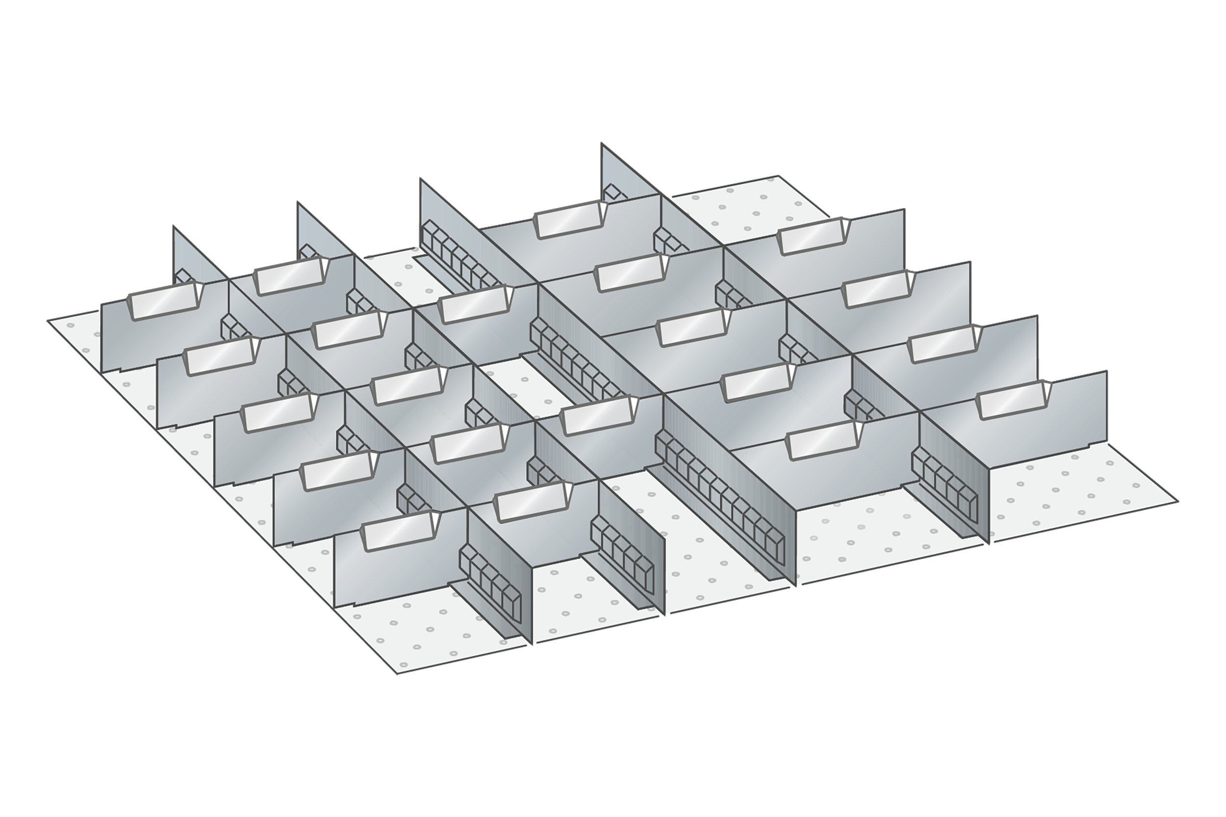 Lådinredning metall 124, 36x36, H=75mm