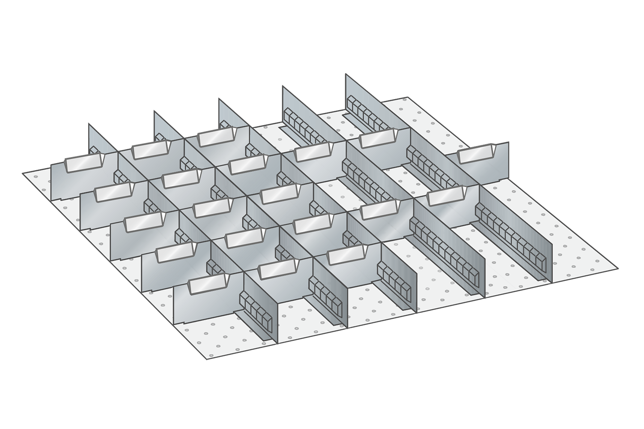 Lådinredning metall 131, 36x36, H=100/125mm