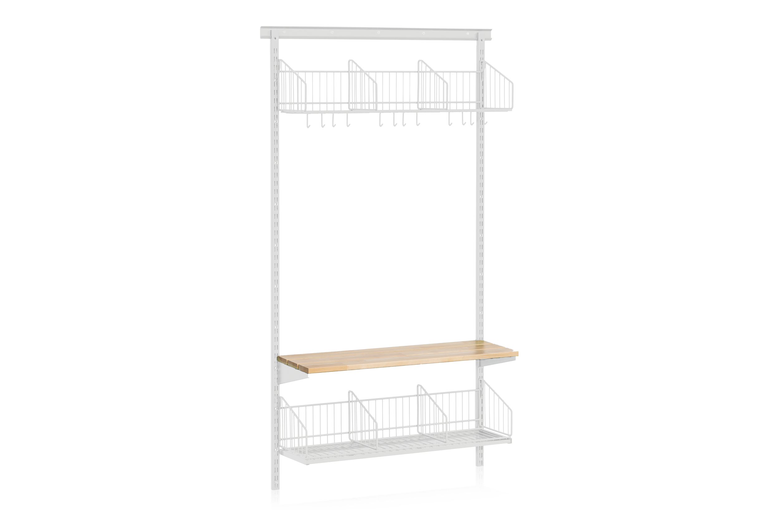 Shoe and Hat Shelf with Bench Wall Base Section White