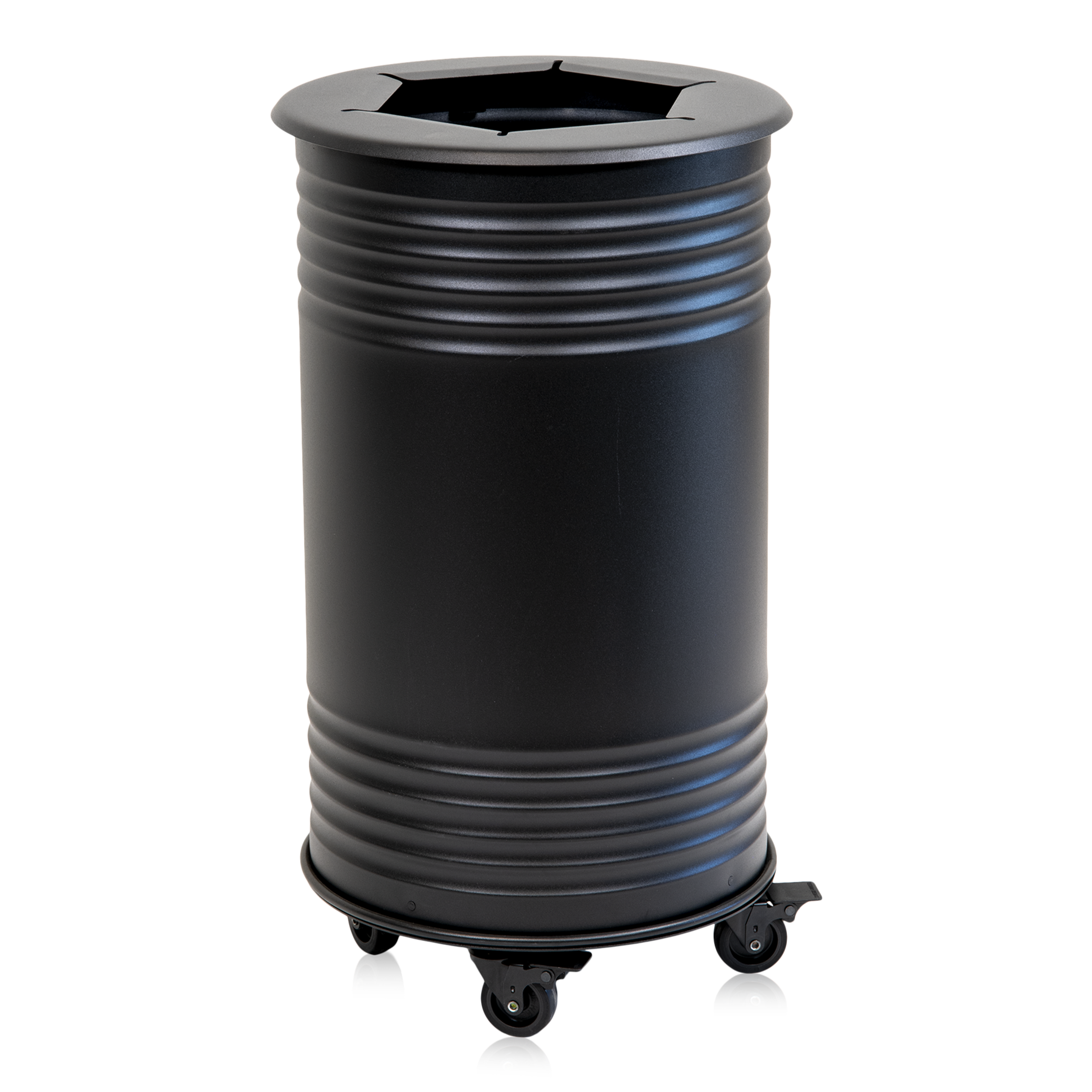 Waste Bin Tin, Combustible, Wheels, Black