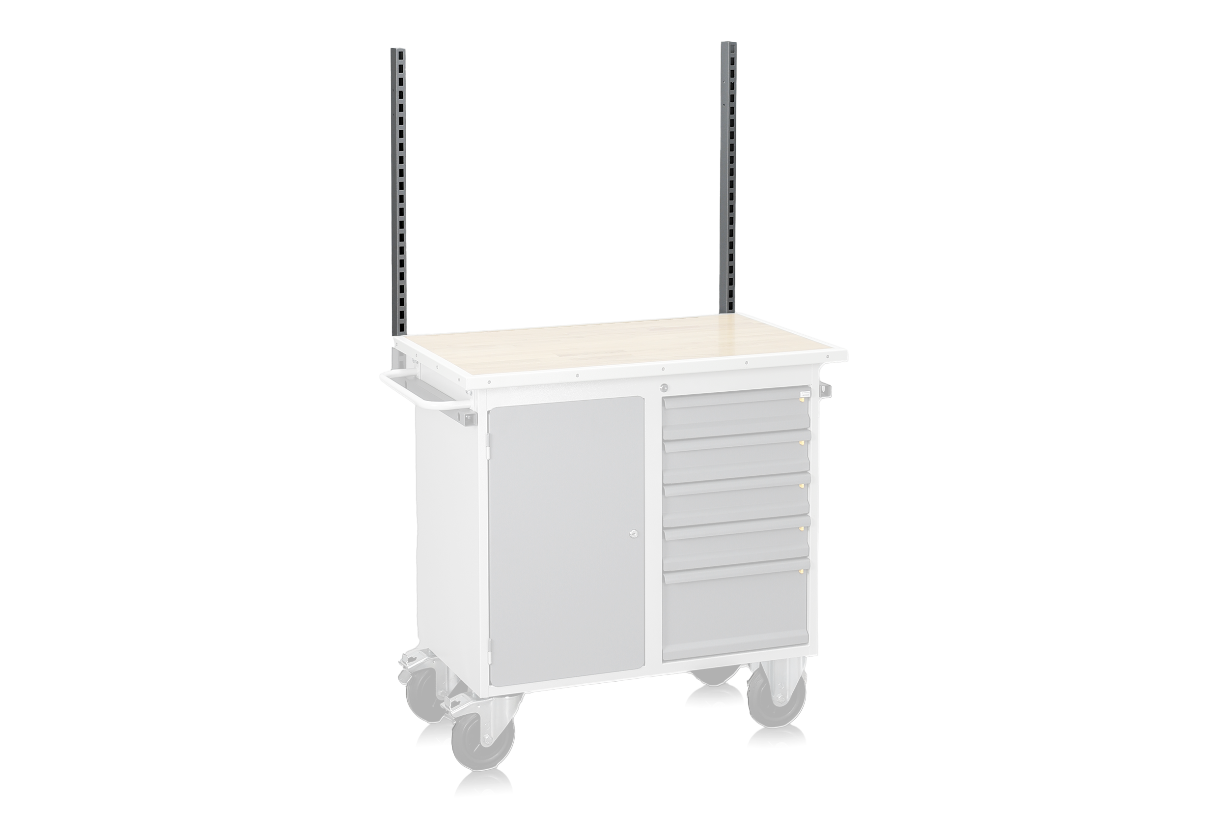 Perforated Uprights for Mobile Workbench