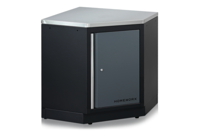 Hörnskåp med Rostfri Bordsskiva Grå/Svart