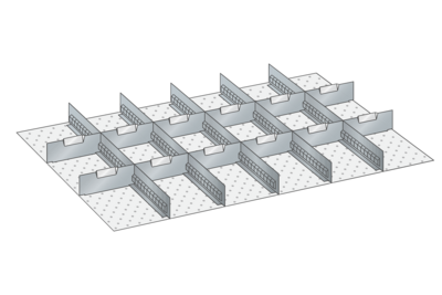 Lådinredning metall 151, 54x36, H=100/125mm