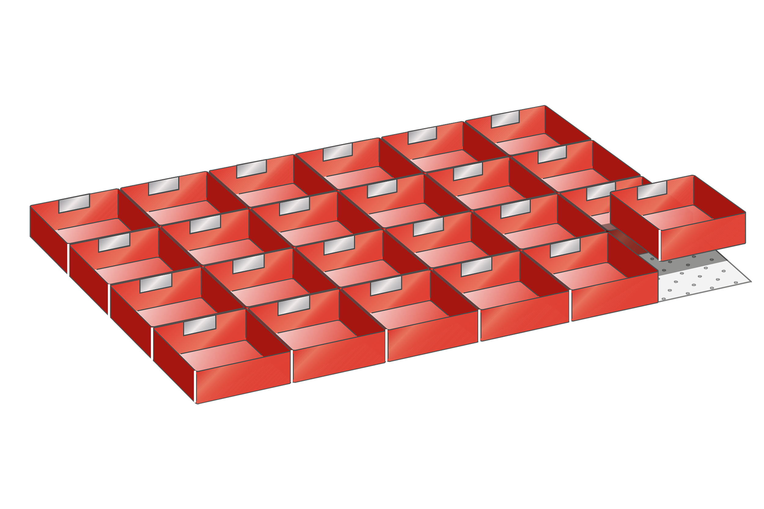 Lådinredning plast kit 29, 54x36, H=100/125mm