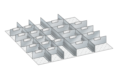 Lådinredning metall 120, 36x36, H=50mm
