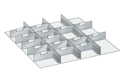 Lådinredning metall 139, 36x36, H=250mm