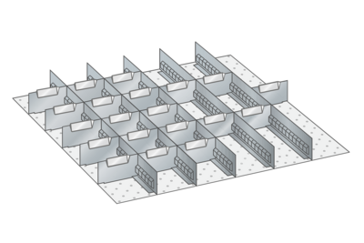 Lådinredning metall 131, 36x36, H=100/125mm