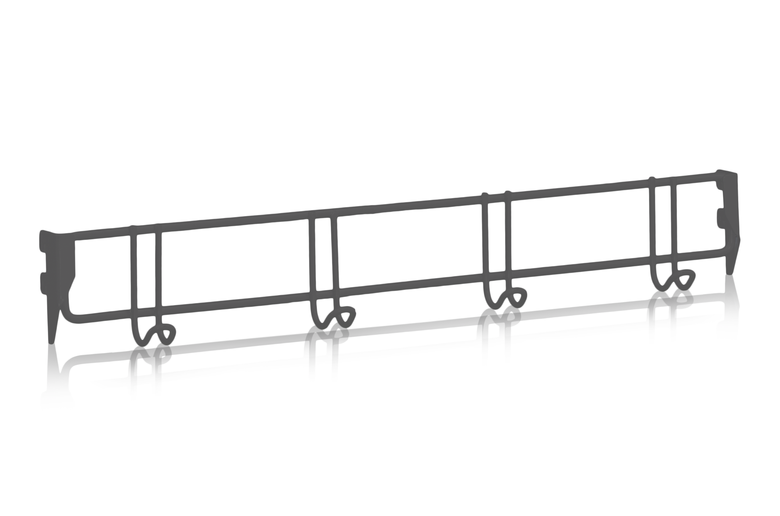 Clothes Hook Strip 600 mm 4 Hooks Grey