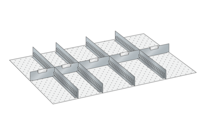 Lådinredning metall 150, 54x36, H=100/125mm