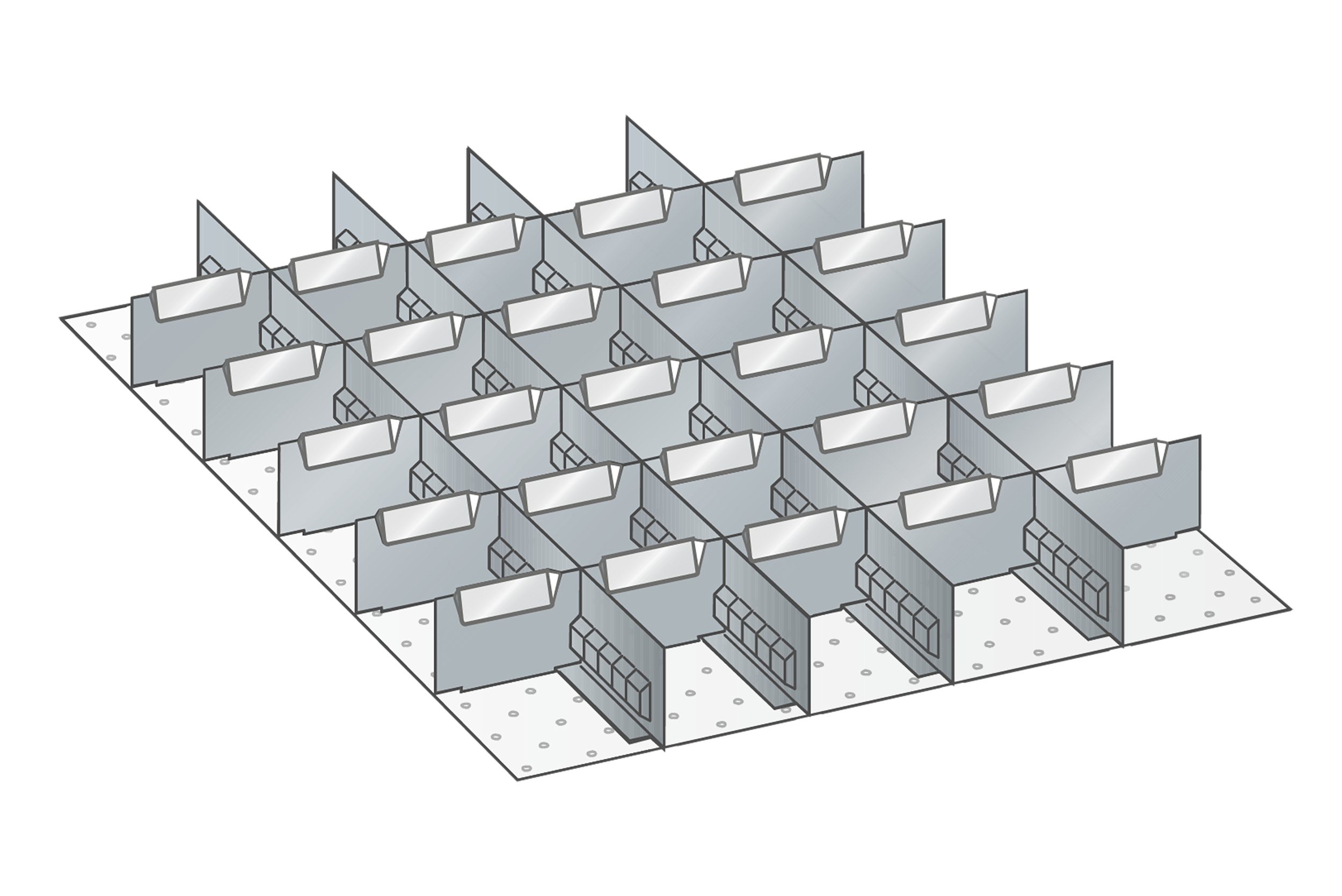 Lådinredning metall 107, 27x36, H=75mm