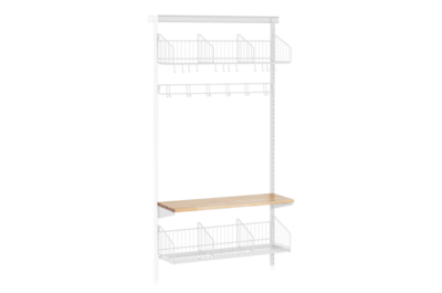 Sko- och Hatthylla inkl Sittbänk och Kroklist Vägg Följdsektion Vit