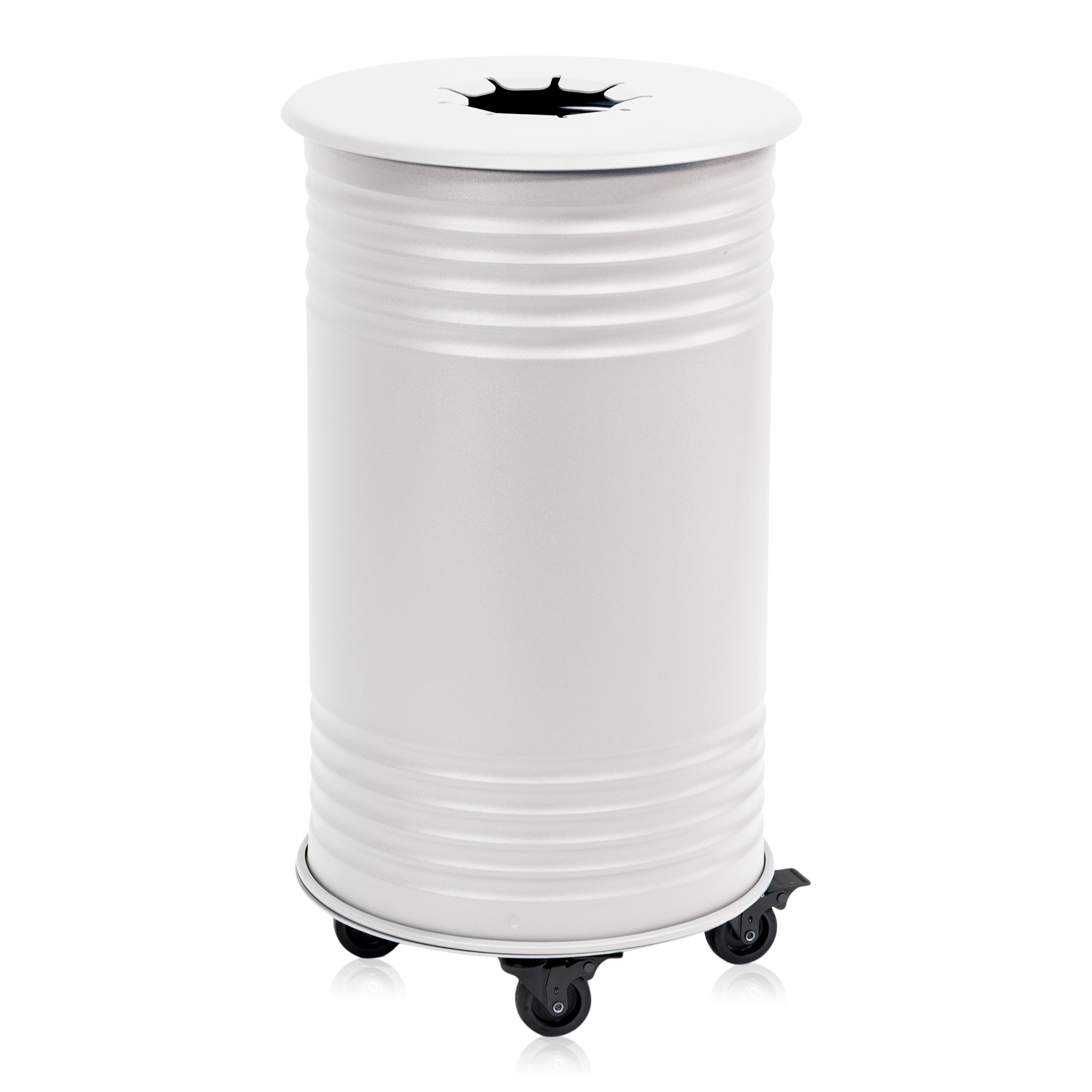 Waste Bin Tin, Can Deposit, Wheels, White