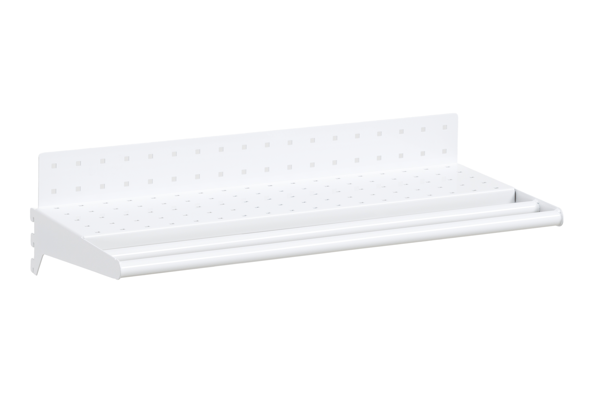 Shelf Perforated including Clothes Rail 600 mm White