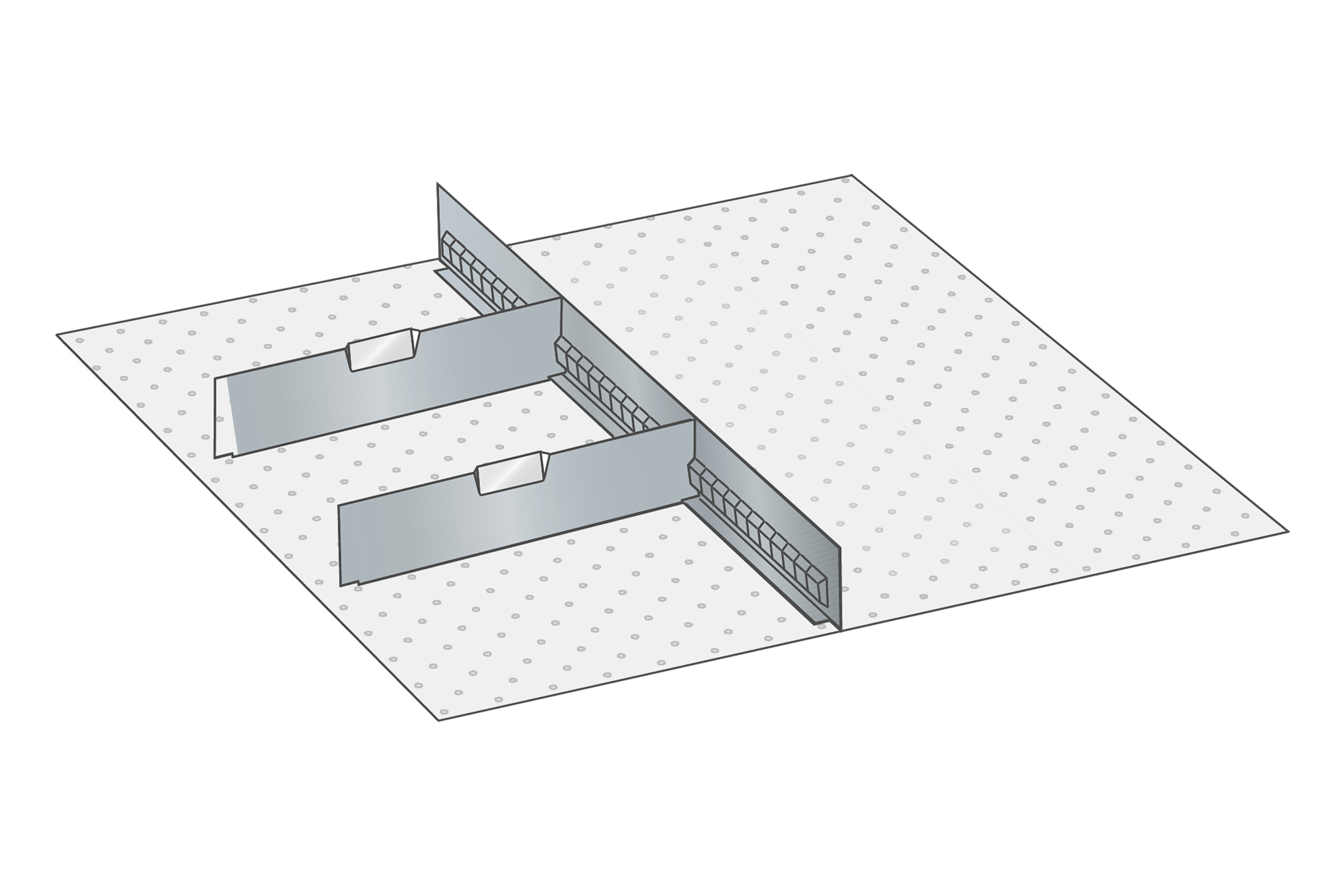 Lådinredning metall 127, 36x36, H=100/125mm