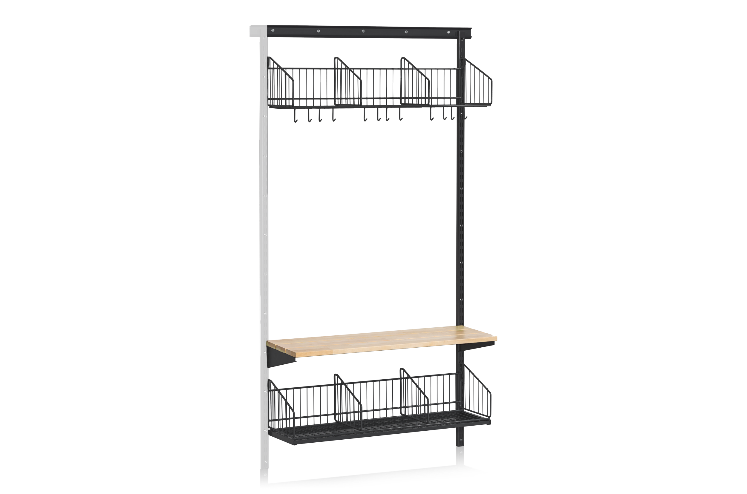 Shoe and Hat Shelf with Bench Wall Extension Black