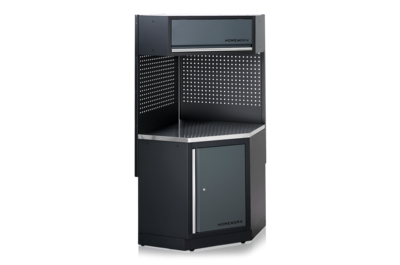 Komplett Hörnmodul med Rostfri Bordsskiva Grå/Svart