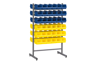 T-Gestell 2 Komplett, inklusive 36 Blauen und 36 Gelben Sichtlagerkäst
