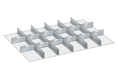 Lådinredning metall 160, 54x36, H=250mm