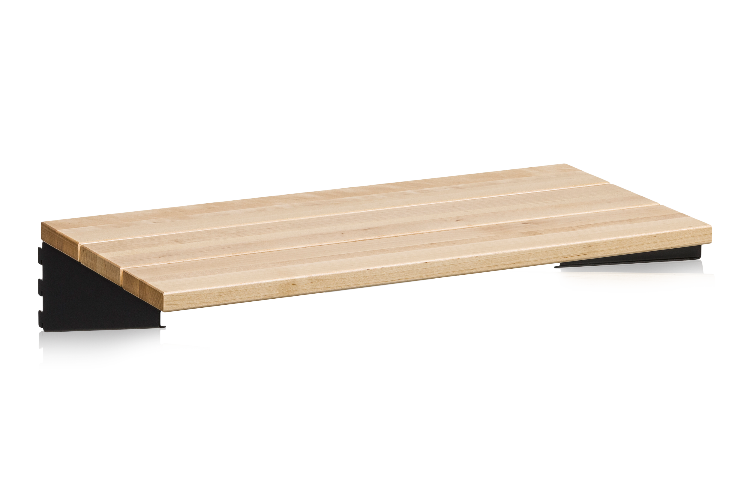 Bank 600 mm, massive Birke, schwarze Halterungen