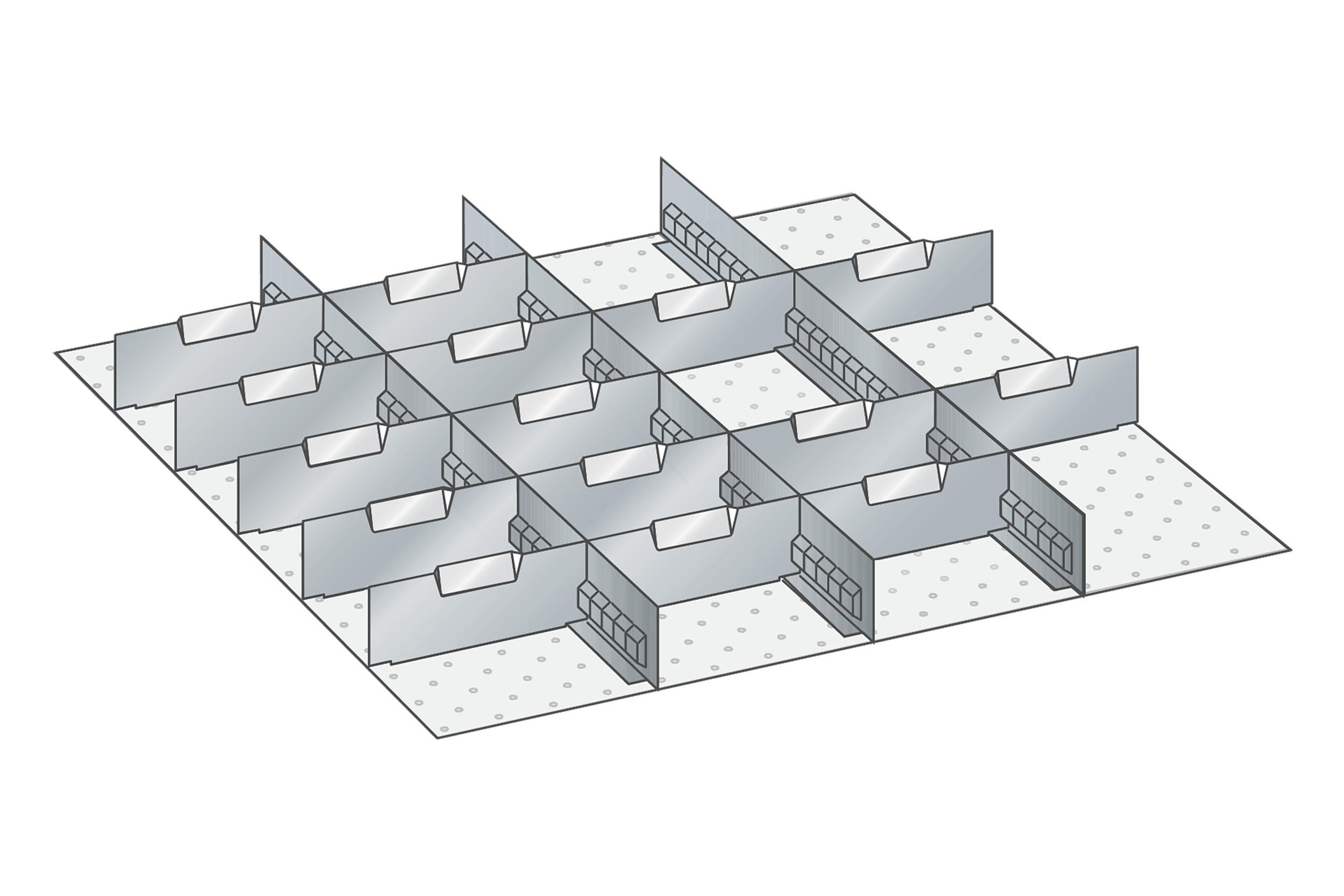 Lådinredning metall 123, 36x36, H=75mm