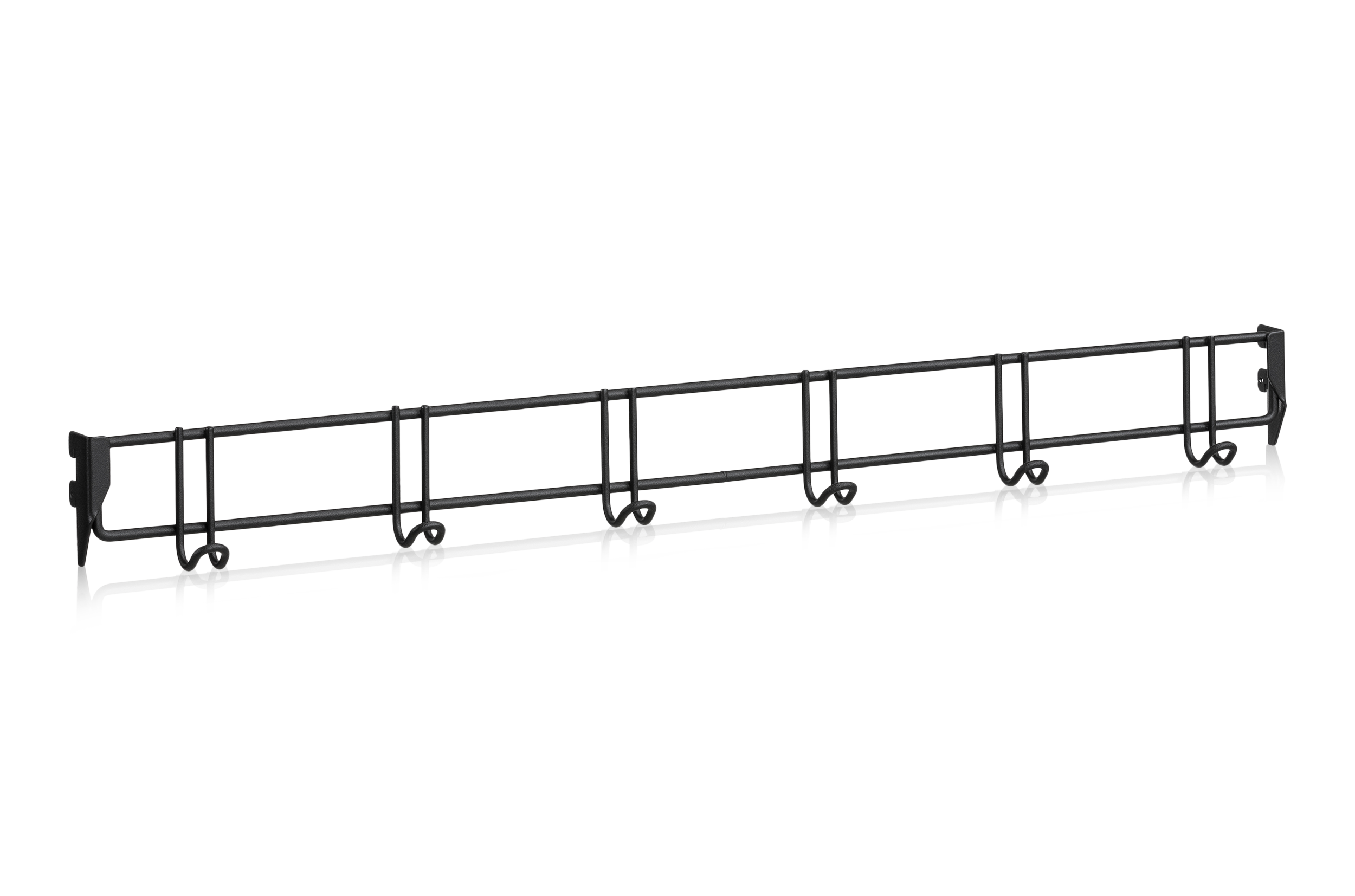 Clothes Hook Strip 900 mm 6 Hooks Black