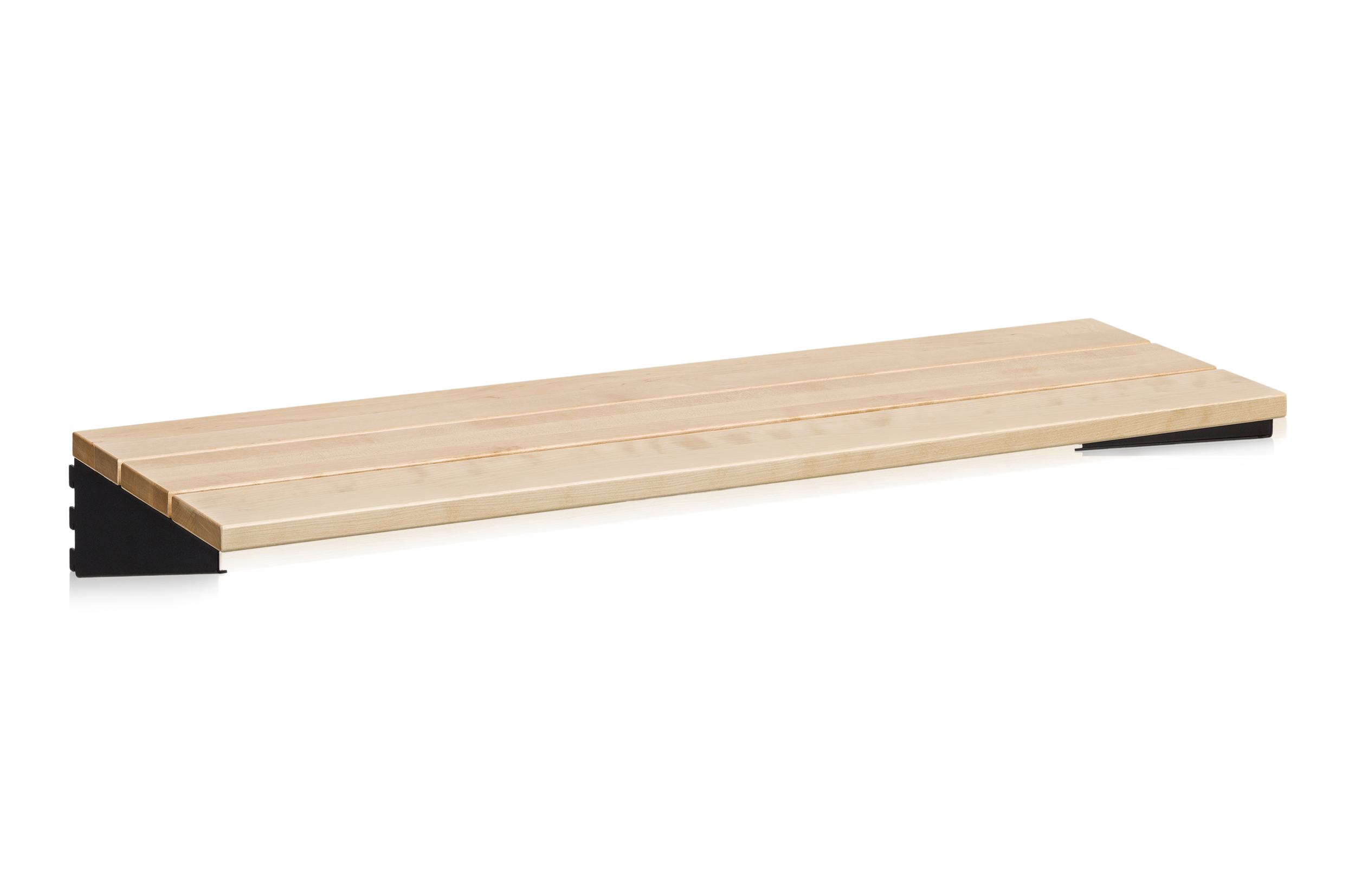 Bank 900 mm, massive Birke, schwarze Halterungen