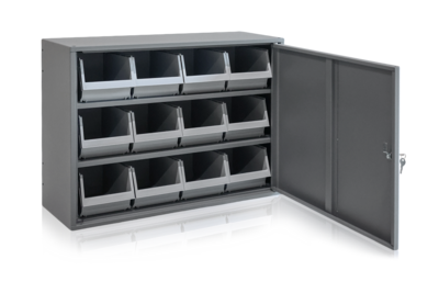 Cabinet 12, 2 Shelves, 660x280x475, inclu.12 Plastic Bins