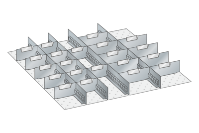 Lådinredning metall 124, 36x36, H=75mm