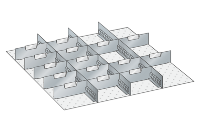 Lådinredning metall 137, 36x36, H=200mm