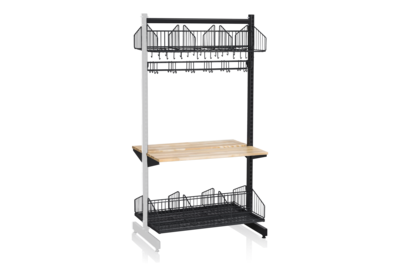 Sko- och Hatthylla ink Sittbänk och Kroklist Golv Följdsektion Svart