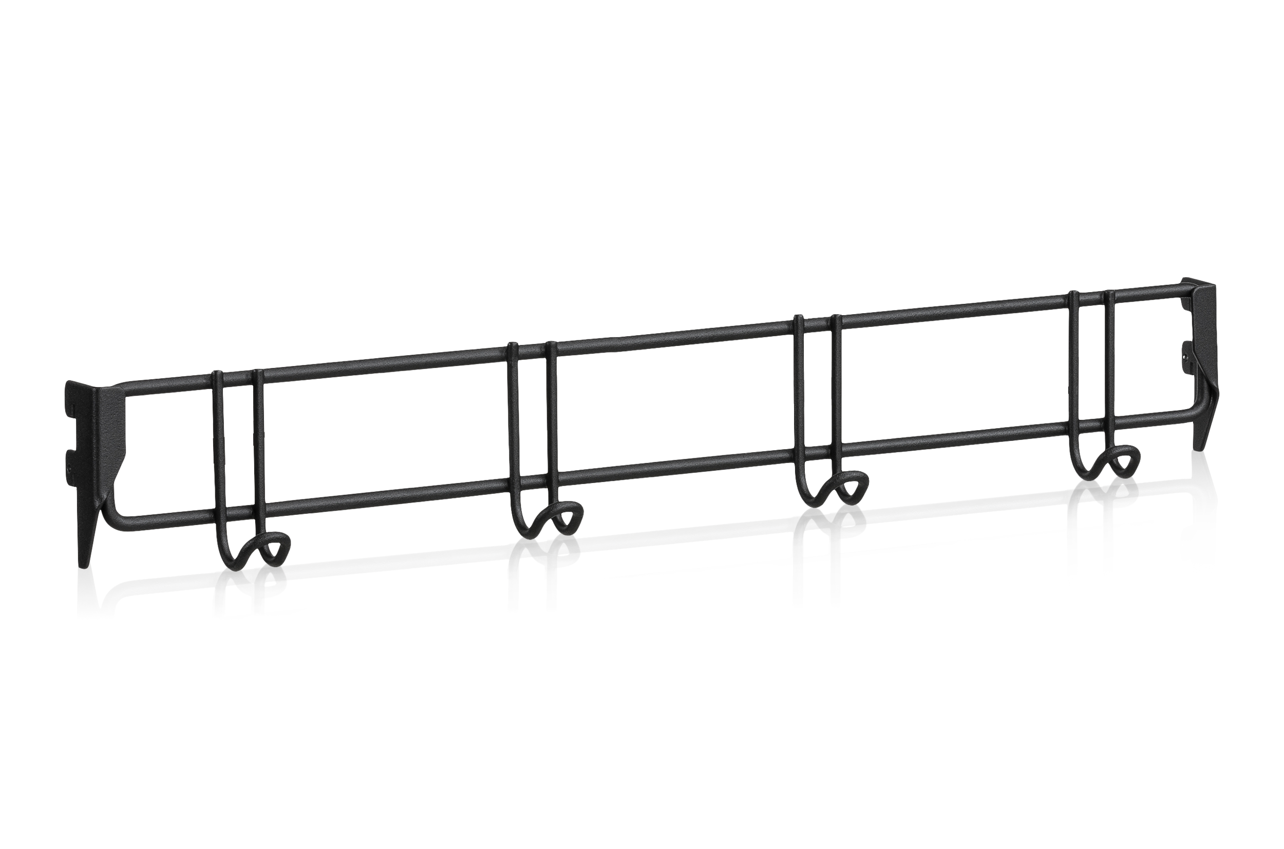 Clothes Hook Strip 600 mm 4 Hooks Black