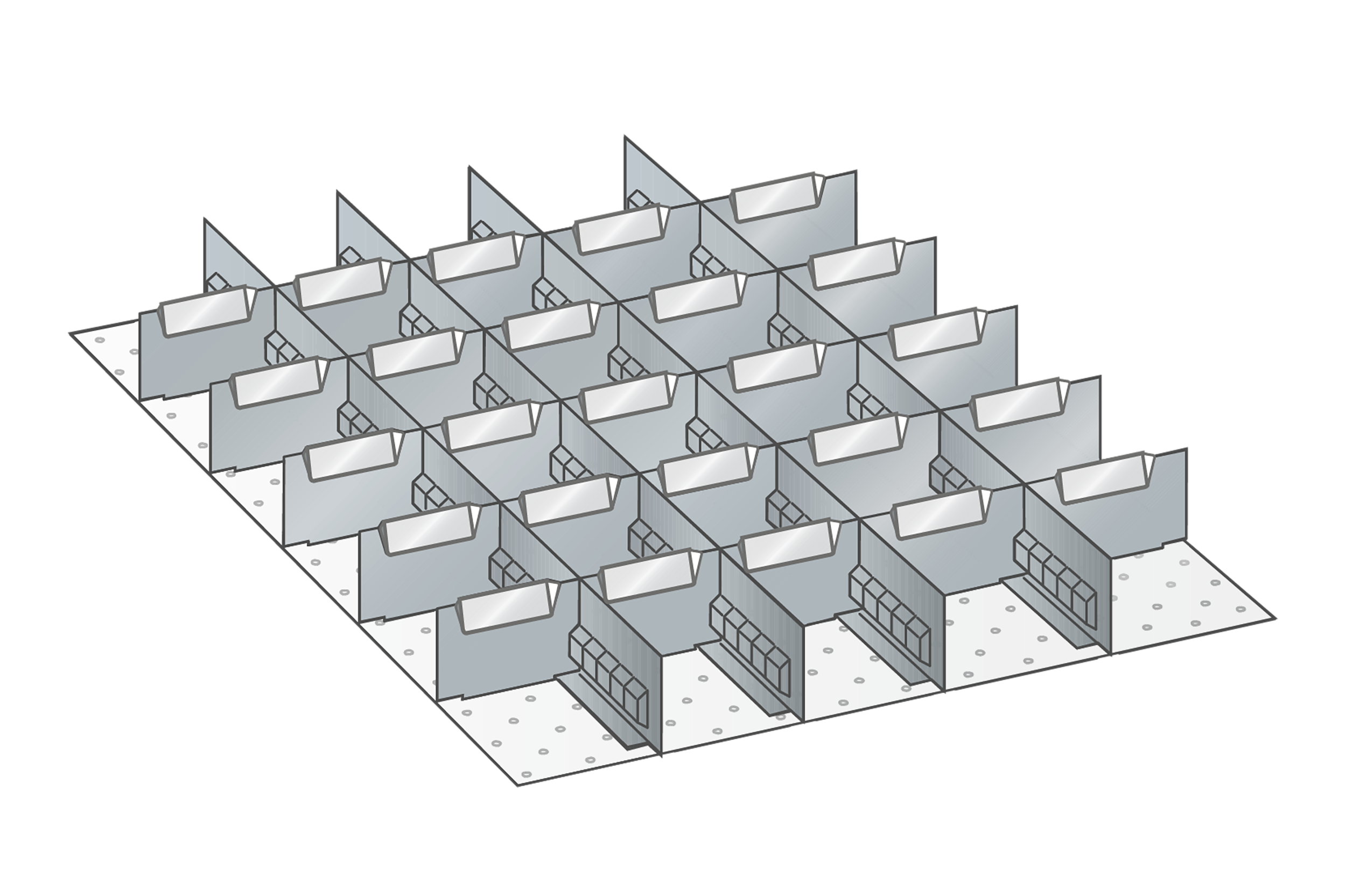 Lådinredning metall 111, 27x36, H=100/125mm