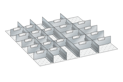 Lådinredning metall 130, 36x36, H=100/125mm
