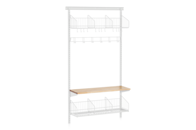 Sko- och Hatthylla inkl Sittbänk och Kroklist Vägg Bassektion Vit