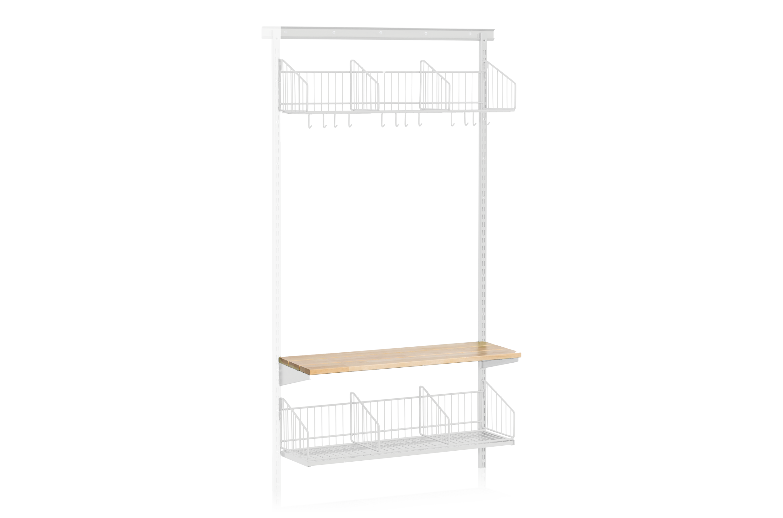 Shoe and Hat Shelf with Bench Wall Extension White