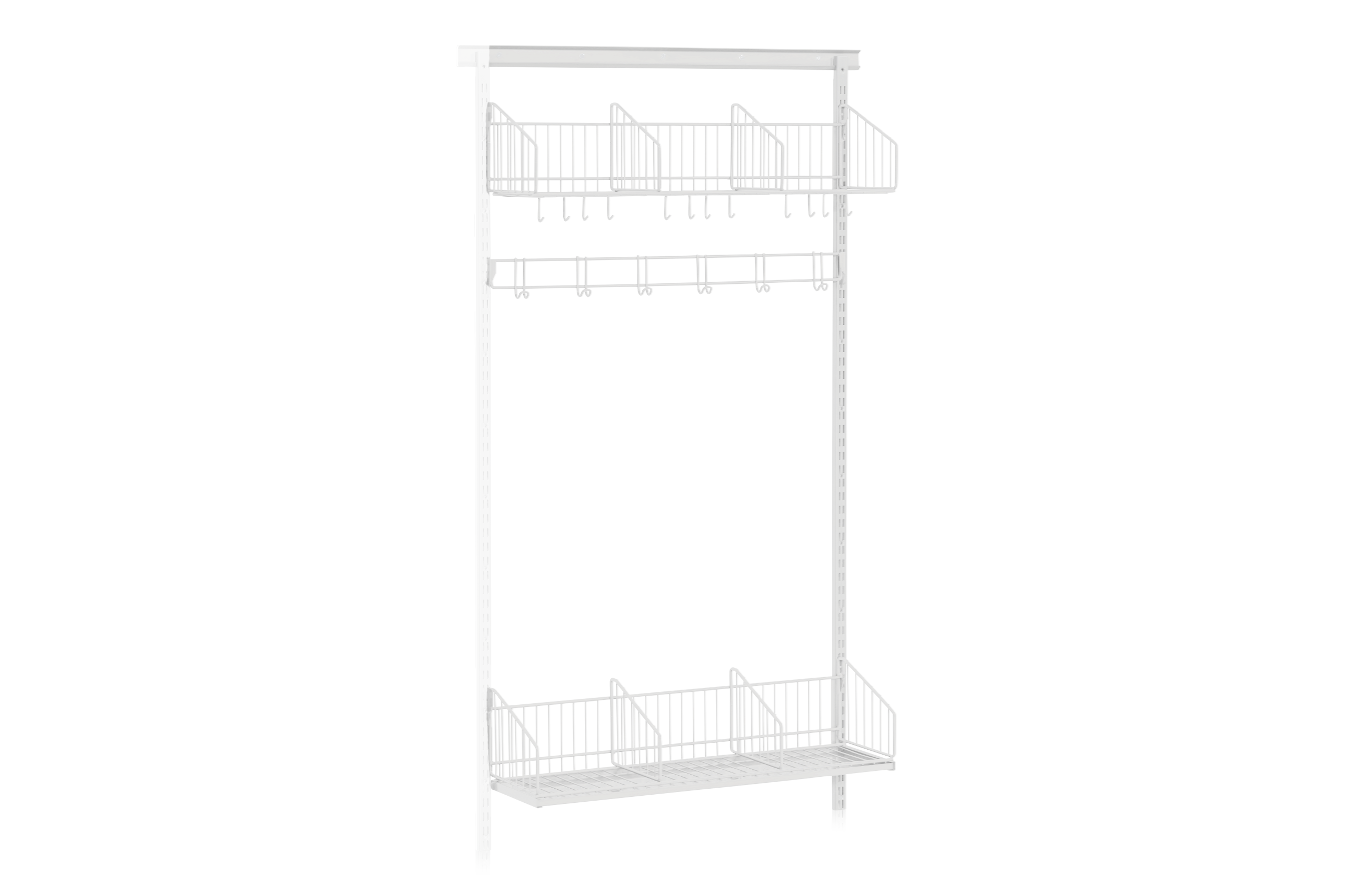 Shoe and Hat Shelf with Hook Strip Wall Extension White