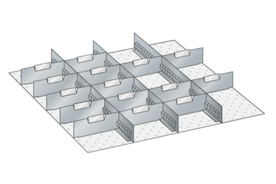 Lådinredning metall 134, 36x36, H=150mm