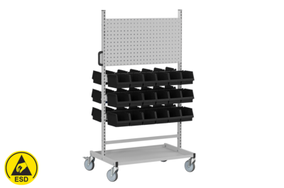 Complete Assembly Trolley 150 2 with 36 Plastic Bins ESD