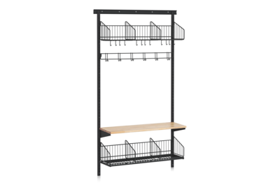 Sko- och Hatthylla inkl Sittbänk och Kroklist Vägg Bassektion Svart