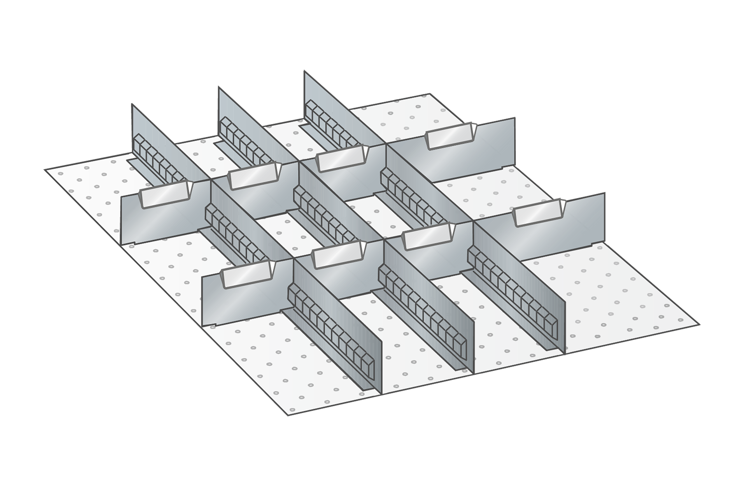 Lådinredning metall 102, 27x36, H=50mm