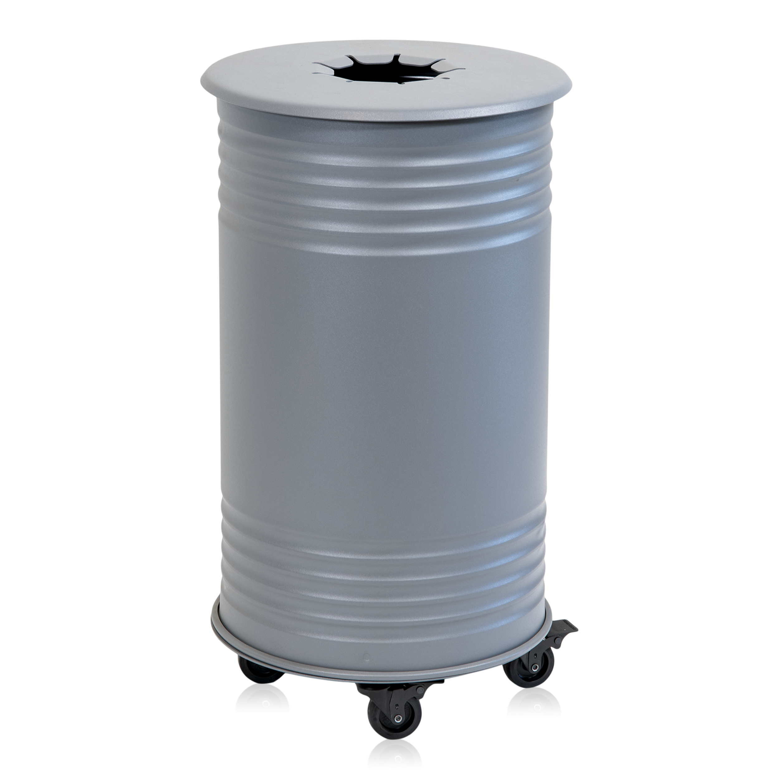 Waste Bin Tin, Can Deposit, Wheels, Grey